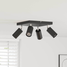 vidaXL Ceiling Spotlight with Spotlights Black 26 x 26 x 16 cm Metal