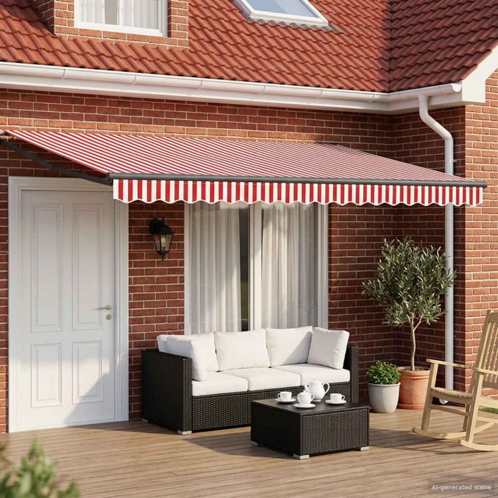 Vidaxl Manual Retractable Awning With Leds 5 X 3 M
