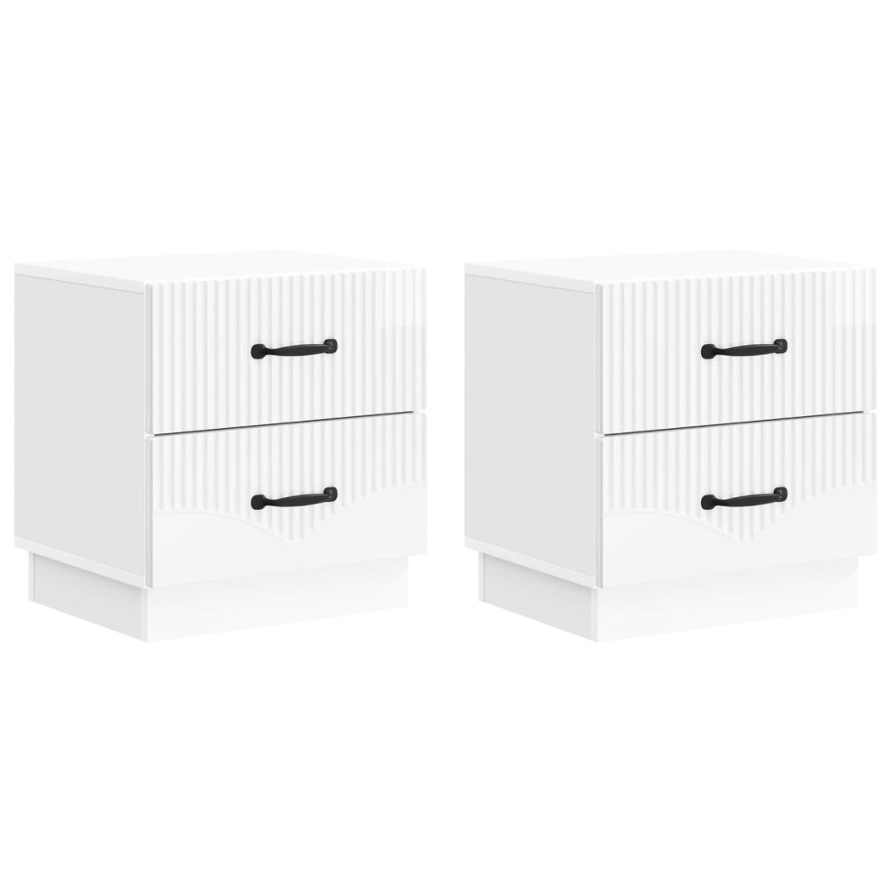 Vidaxl Bedside Cabinet 2 Pcs High Gloss White 43 X 34.5 X 44.5 Cm