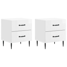 vidaXL Bedside Cabinet 2 pcs High Gloss White 43 x 34.5 x 47.5 cm