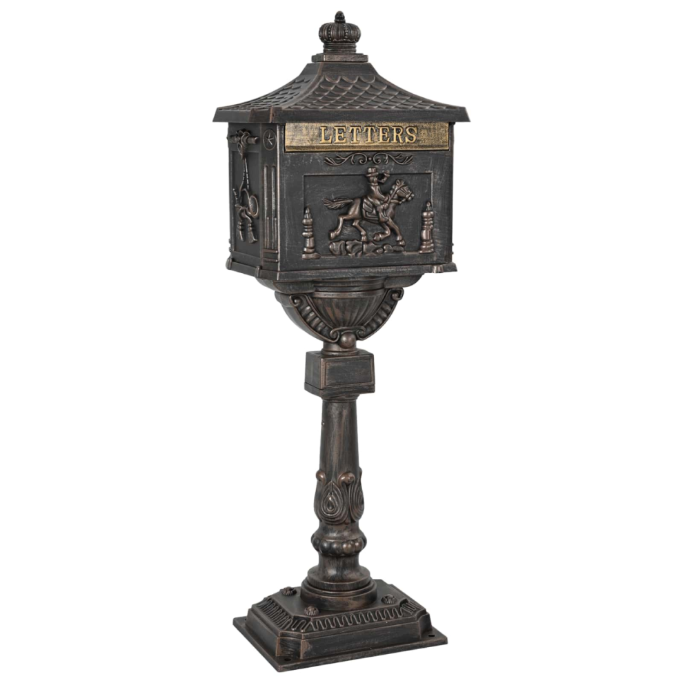 Vidaxl Standing Mailbox Bronze 42.5 X 29.5 X 117 Cm Cast Aluminum