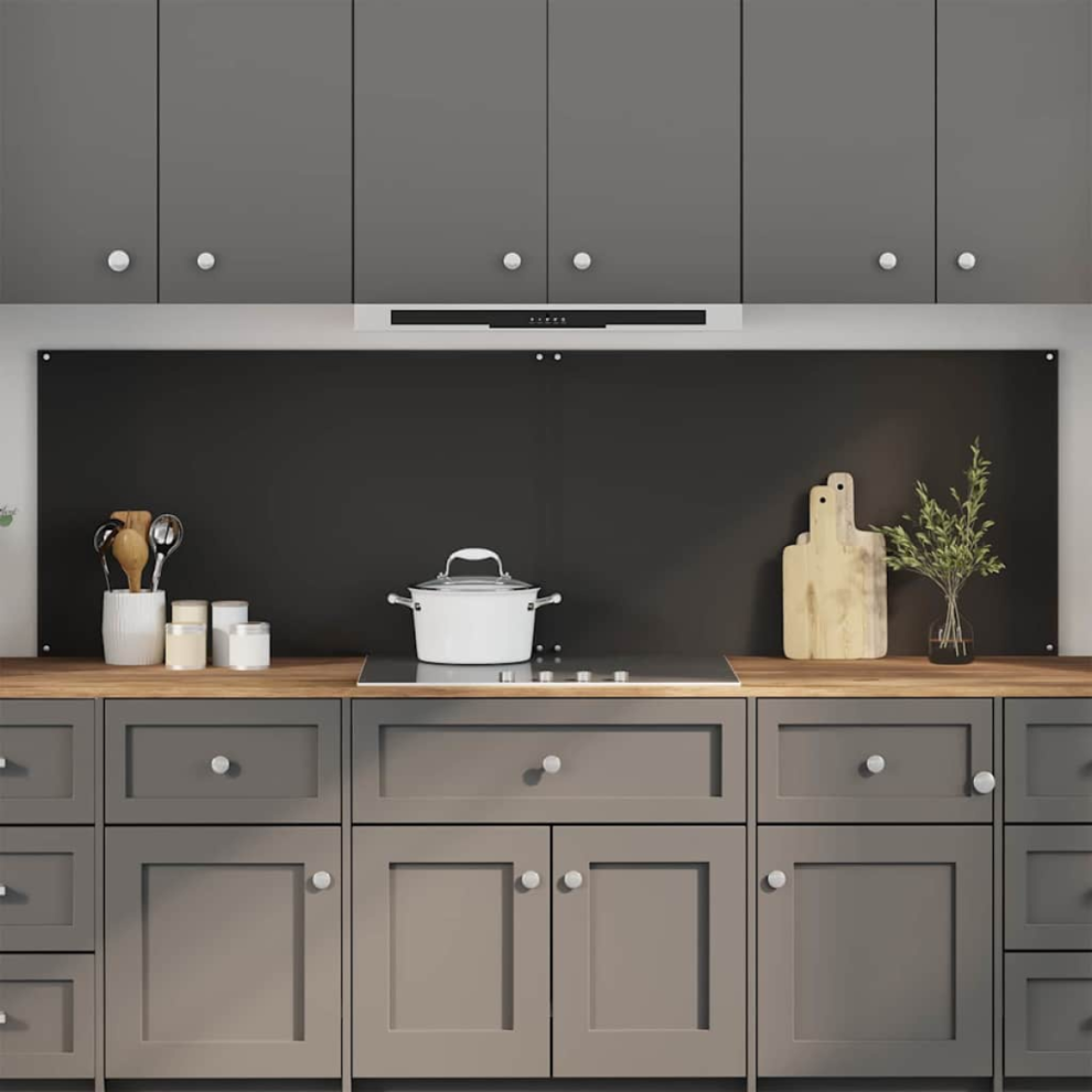 Vidaxl Kitchen Backsplash 2 Pcs Black 100 X 60 Cm Tempered Glass