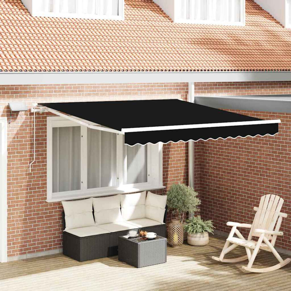 Vidaxl Retractable Awning Manual 300 X 250 Cm Fabric And Steel Black