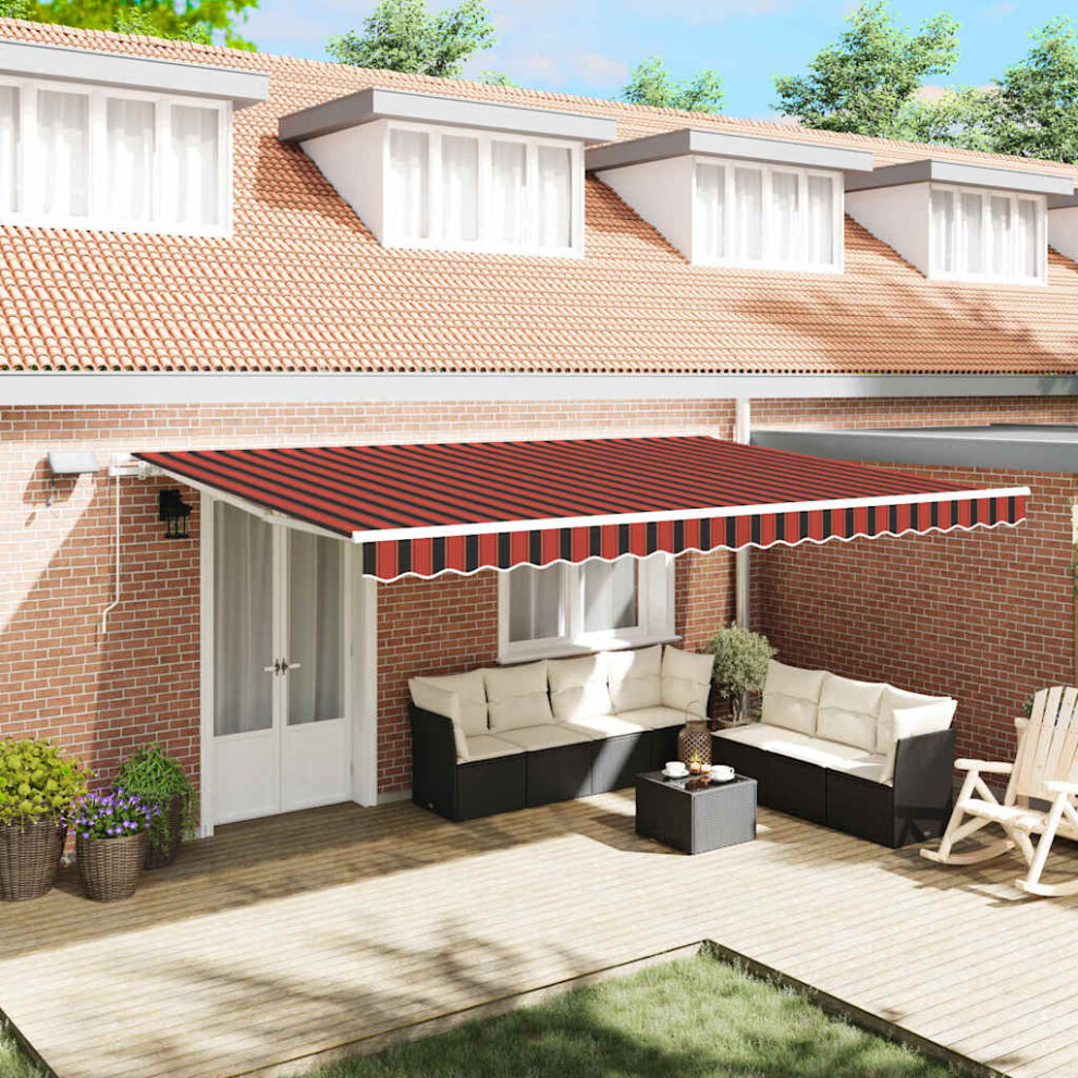 Vidaxl Retractable Awning Manual And 500 X 300 Cm Orange/Brown
