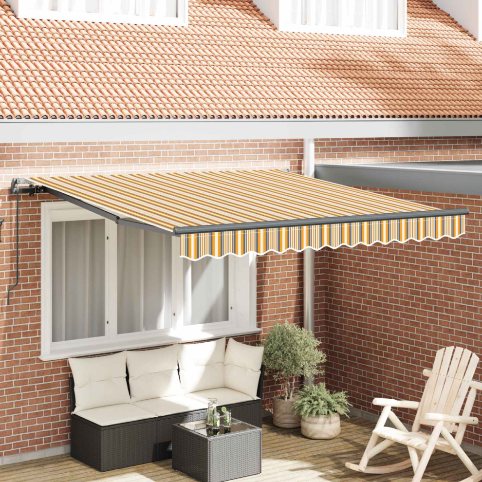 Vidaxl Retractable Awning Multicolour 350 X 250 Cm Polyester And Steel