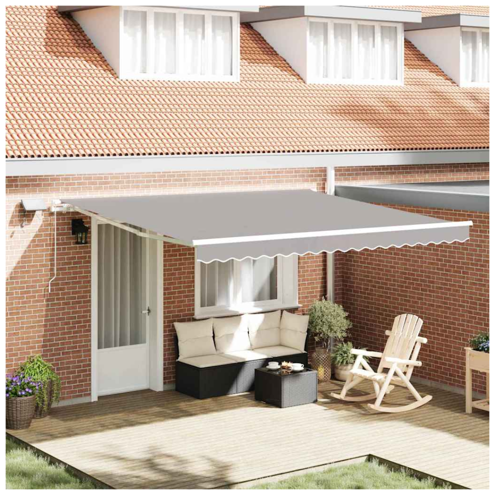 Vidaxl Retractable Awning With Manual 400 X 350 Cm Fabric Light/Grey