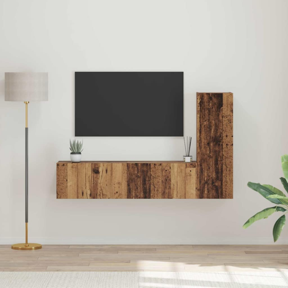 Vidaxl Tv Cabinet Set 3 Pcs Old Wood Engineered Wood - Brown, Brown - Image 2