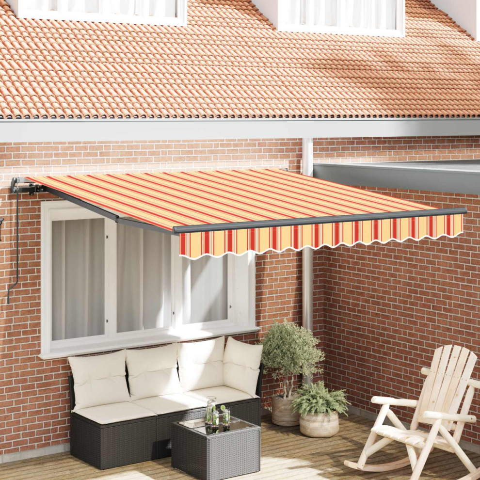 Vidaxl Retractable Awning Manual Yellow And Orange 350 X 250 Cm