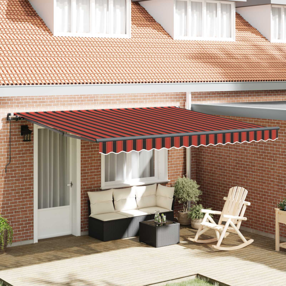 Vidaxl Retractable Awning Manual And 400 X 350 Cm Orange/Brown