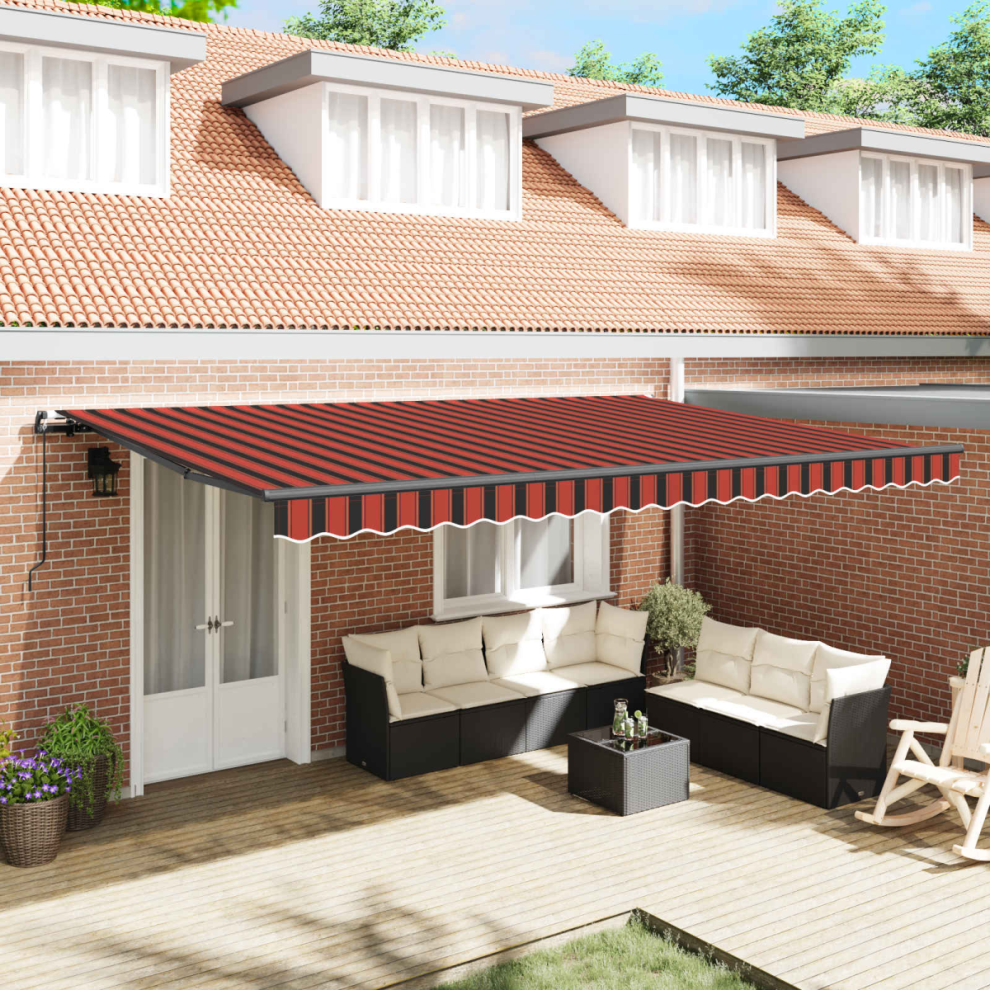 Vidaxl Retractable Awning Manual And 500 X 300 Cm Orange/Brown