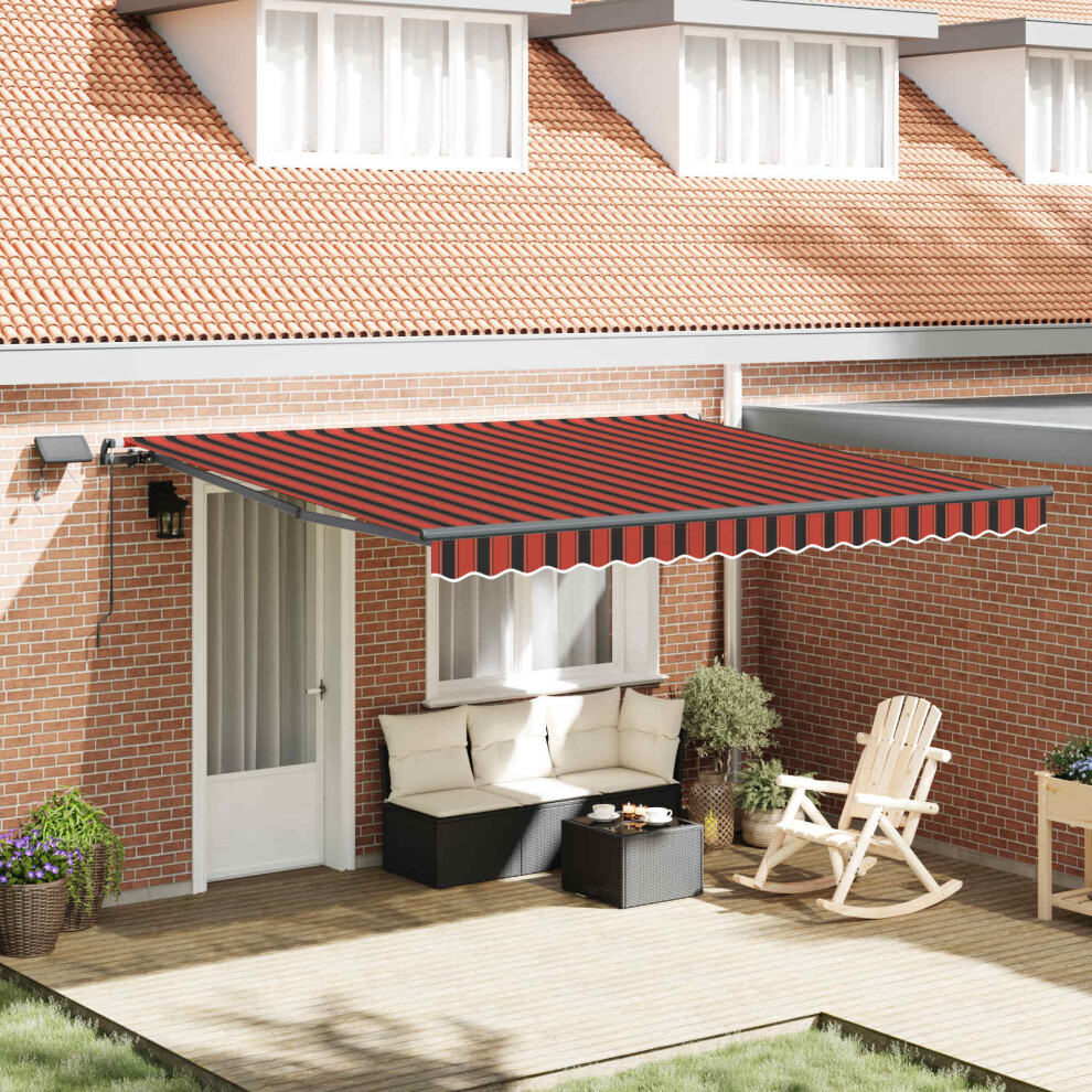 Vidaxl Retractable Awning Manual And 400 X 350 Cm Fabric Orange/Brown