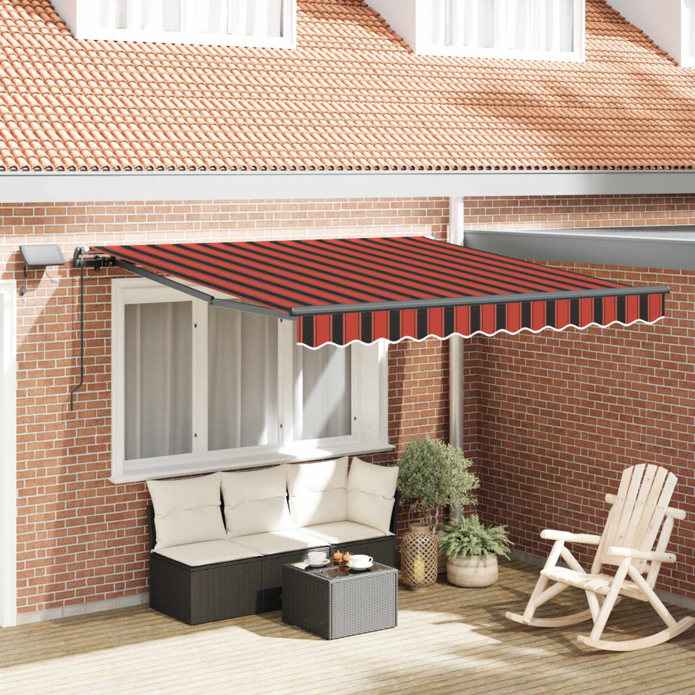 Vidaxl Retractable Awning Manual Orange And Brown 300 X 250 Cm Fabric