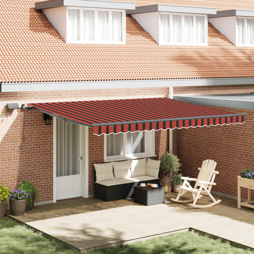 Vidaxl Retractable Awning Manual And 450 X 300 Cm Fabric Orange/Brown