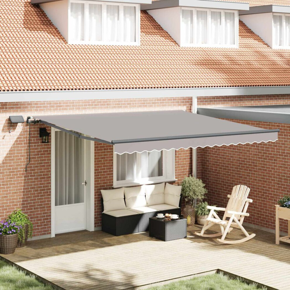 Vidaxl Retractable Awning Manual 400 X 350 Cm Fabric Light/Grey