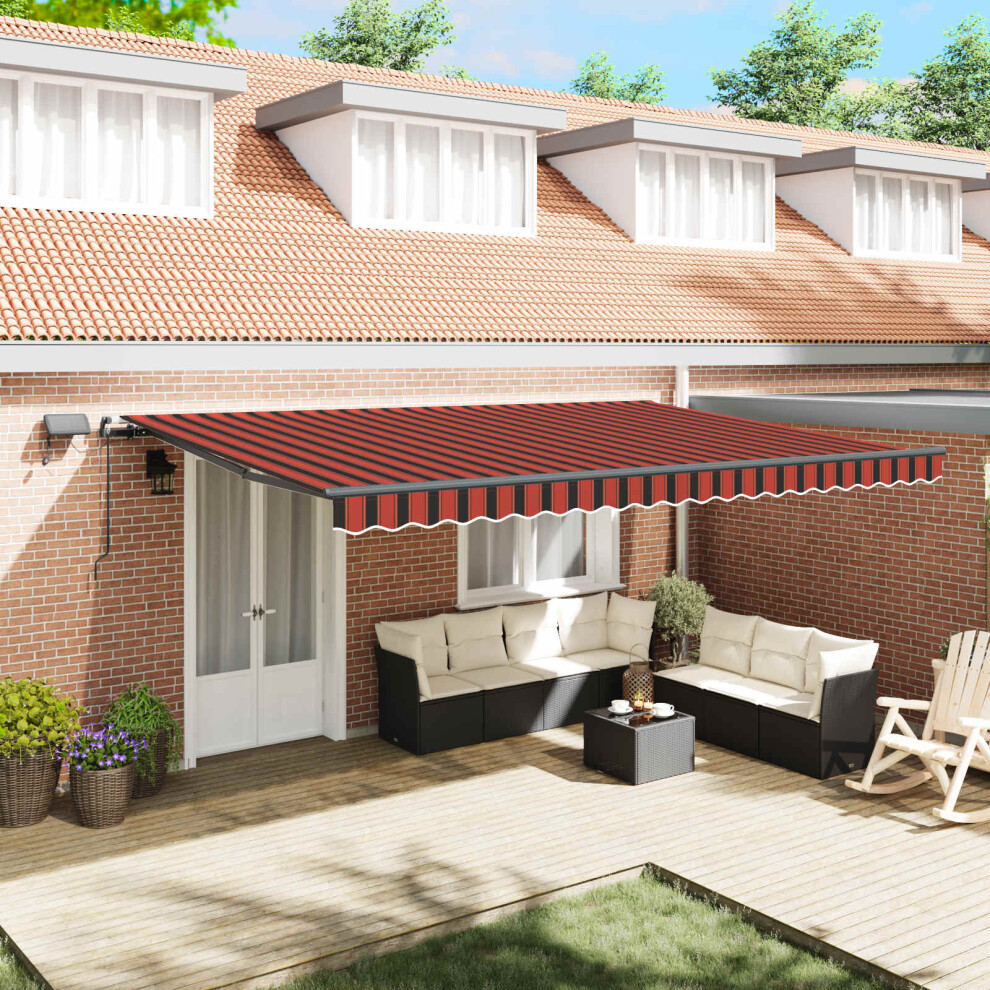 Vidaxl Retractable Awning Manual And 500 X 350 Cm Fabric Orange/Brown