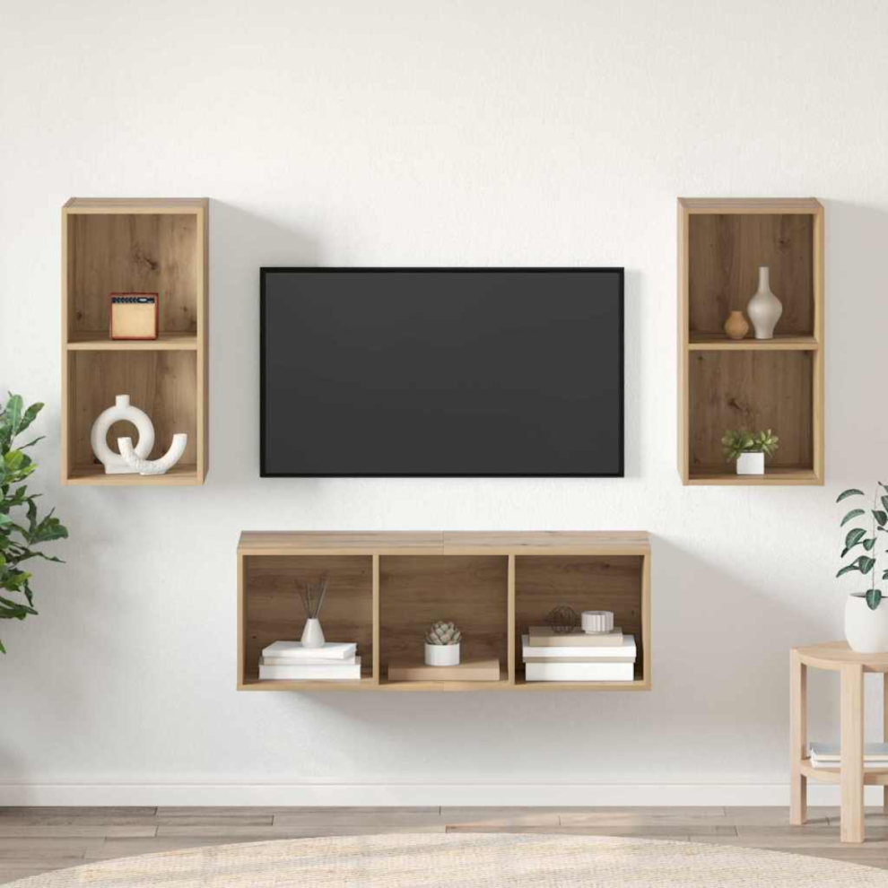 Vidaxl Tv Cabinet Set Artisan Oak 37 X 37 X 107 Cm Engineered Wood
