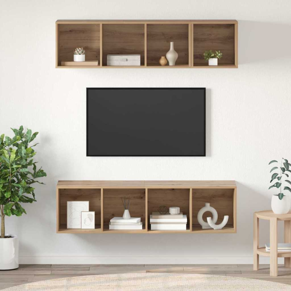 VIDAXL 3-Piece TV Cabinet Set in Artisan Oak Engineered Wood, Wall-Mounted Storage Solution for Living Rooms - Image 2