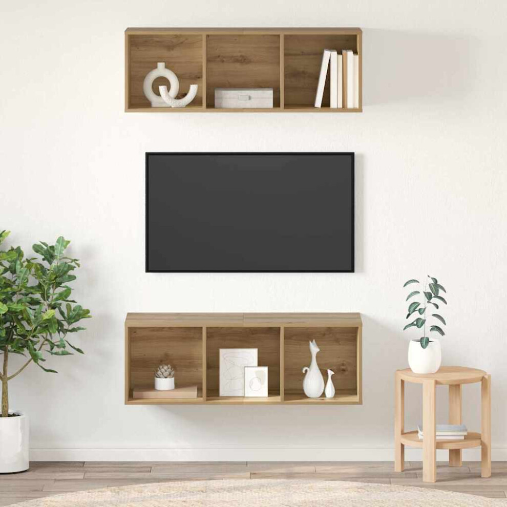 Vidaxl Tv Cabinet Set Wall-Mounted 2 Pcs Artisan Oak 37 X 37 X 107 Cm
