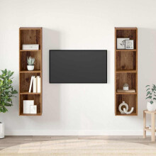 vidaXL TV Cabinet Set 2 pcs Brown 37 x 37 x 142.5 cm Engineered Wood