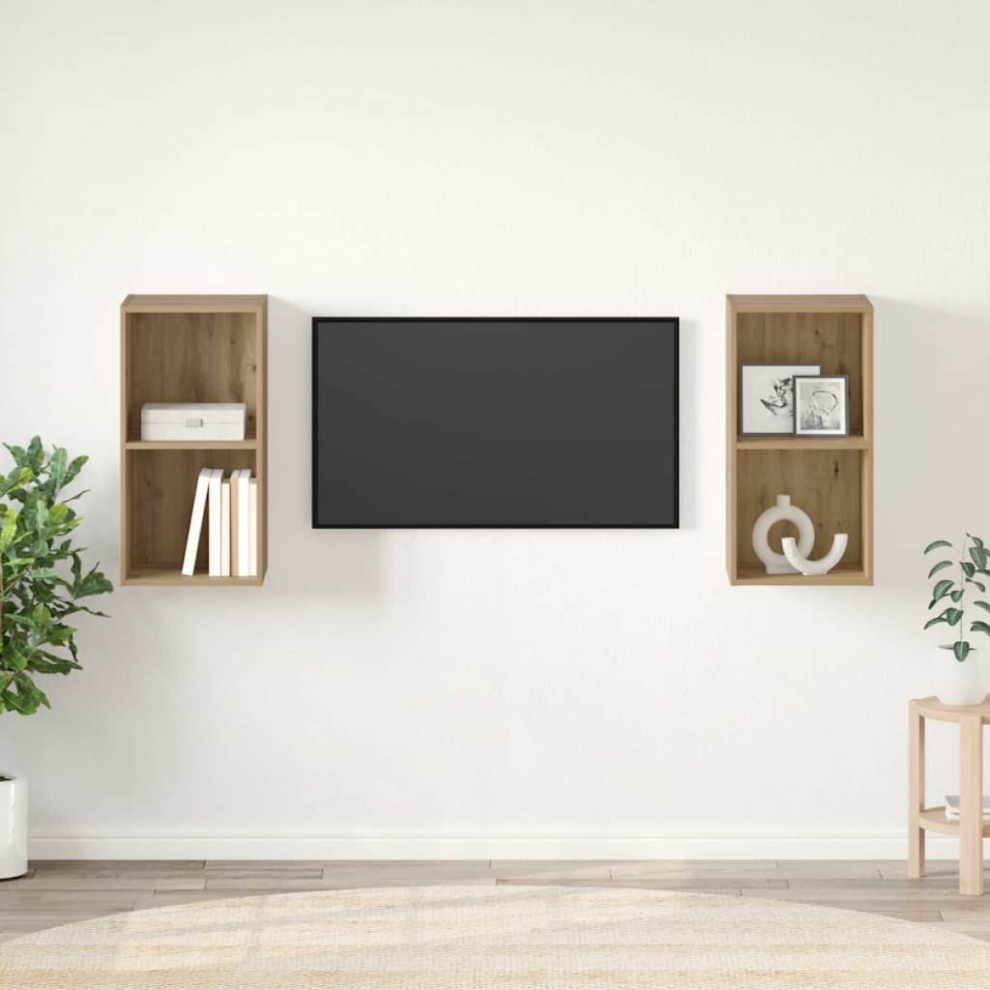 Vidaxl Tv Cabinet Set Wall-Mounted 2 Pcs Artisan Oak 37 X 37 X 72 Cm