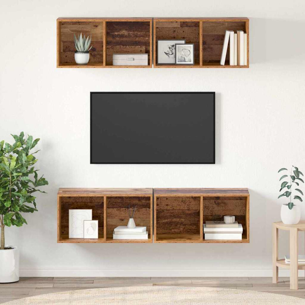Vidaxl Tv Cabinet Set 4 Pcs Old Wood 37 X 37 X 72 Cm Engineered Wood