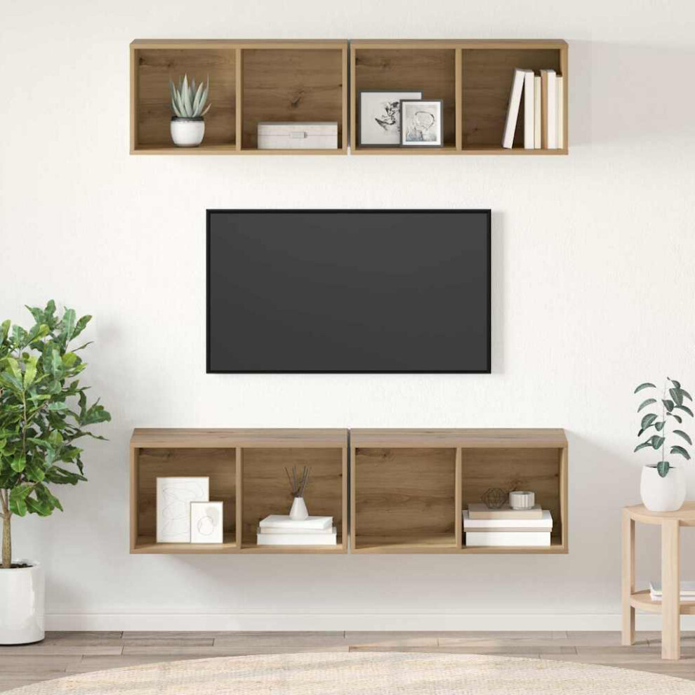 Vidaxl Tv Cabinet Set Wall-Mounted 4 Pcs Artisan Oak 37 X 37 X 72 Cm