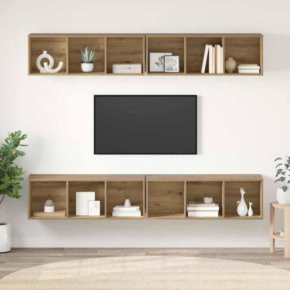 Vidaxl Tv Cabinet Set Wall-Mounted 4 Pcs Artisan Oak 37 X 37 X 107 Cm