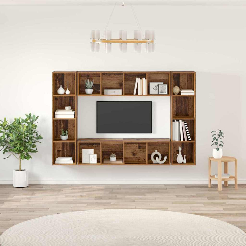 VIDAXL 4-Piece Wall-Mounted TV Cabinet Set in Brown Engineered Wood - Image 2
