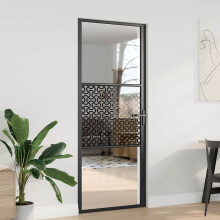 vidaXL Glastür 83 x 3,5 x 201,5 cm Aluminium Schwarz