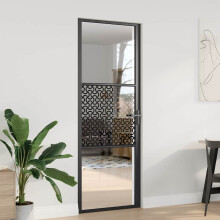 vidaXL Glastür 76 x 3,5 x 201,5 cm Aluminium Schwarz