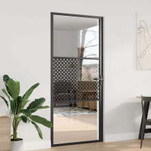 vidaXL Glastür 93 x 3,5 x 201,5 cm Aluminium Schwarz
