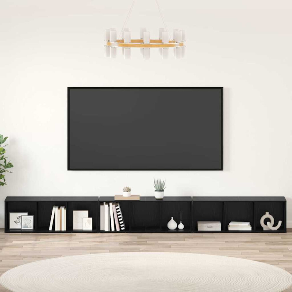 Vidaxl Tv Cabinet Set 3 Pcs Black Oak 37 X 35 X 107 Cm Engineered Wood