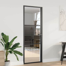 vidaXL Glastür 76 x 3,5 x 201,5 cm Aluminium Schwarz