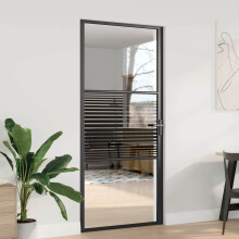 vidaXL Glastür 93 x 3,5 x 201,5 cm Aluminium Schwarz