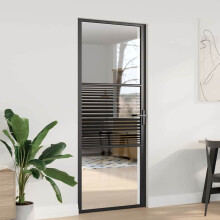 vidaXL Glastür 83 x 3,5 x 201,5 cm Aluminium Schwarz