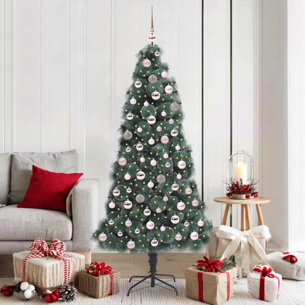 Pre-Lit Baubles Artificial Christmas Tree 6Ft Pink/Green Vidaxl - Image 4