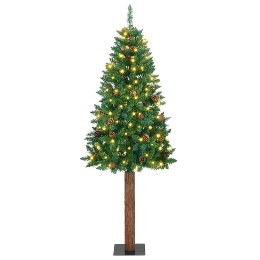 Vidaxl Slim Christmas Tree 180 Cm Pvc And Solid Pine Wood Green