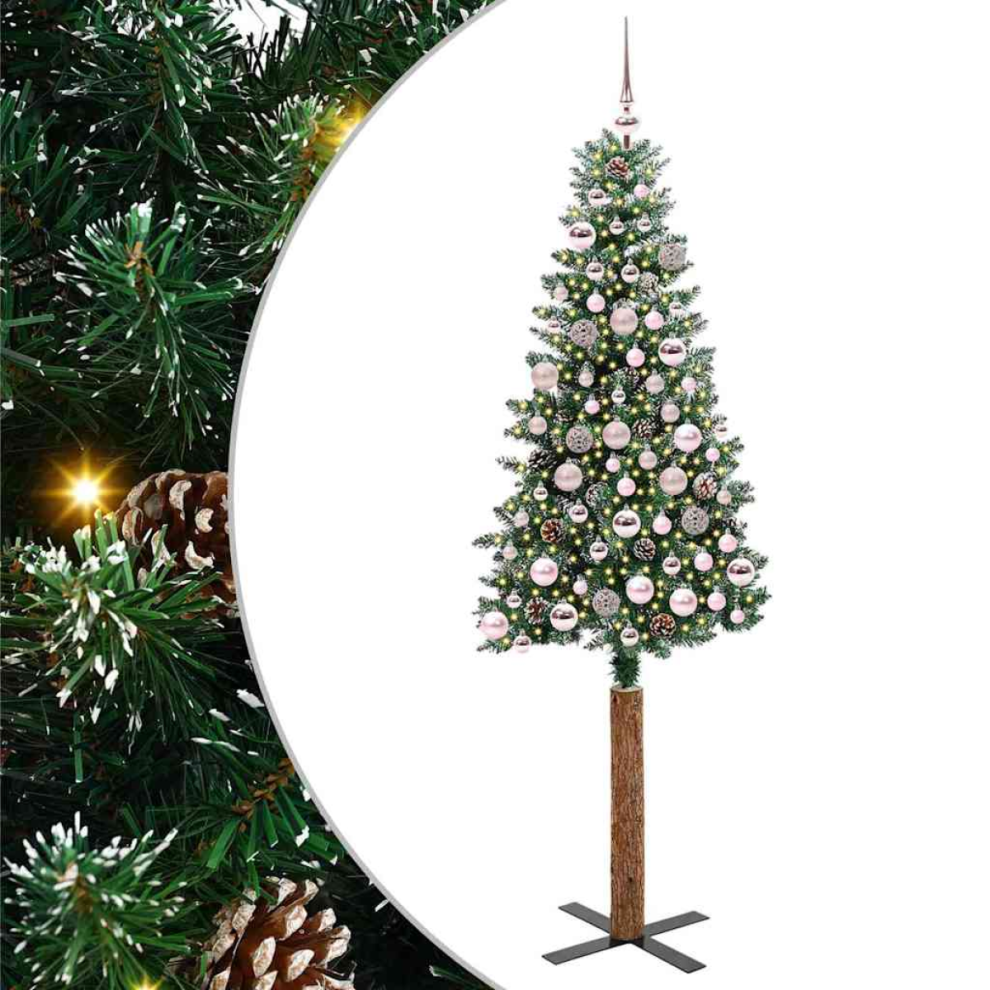 Vidaxl Slim Christmas Tree 180 Cm Pvc And Solid Pine Wood Green