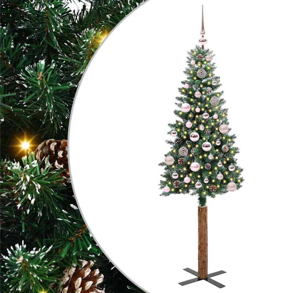 Vidaxl Slim Christmas Tree Green 150 Cm Pvc And Solid Pine Wood