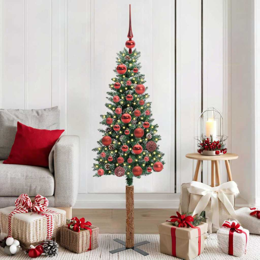 Vidaxl Slim Christmas Tree Green 150 Cm Pvc And Solid Pine Wood