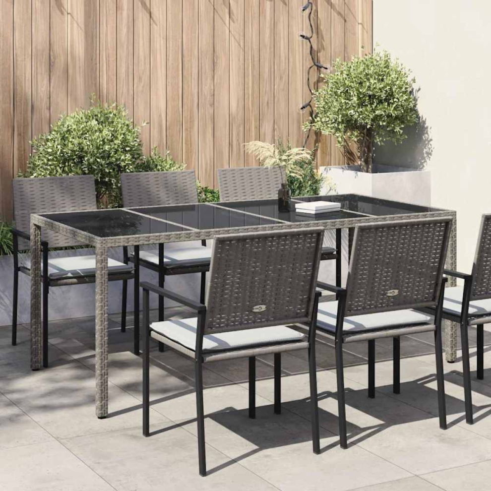 Vidaxl Garden Table Grey 190 X 90 X 75 Cm Poly Rattan