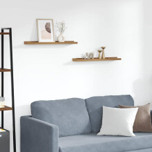 vidaXL Wall Shelf with Shelf 2 pcs Brown 60 x 9 x 3 cm Engineered Wood