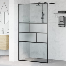 vidaXL Walk-in Duschwand Schwarz 115 x 195 x 0,5 cm Glas und Aluminium