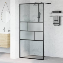 vidaXL Walk-in Duschwand Schwarz 100 x 195 x 0,5 cm Glas und Aluminium