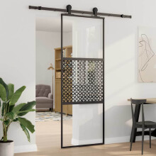 vidaXL Glastür 76 x 2 x 205 cm Aluminium Schwarz