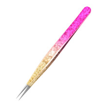 (1pcs Point) 1/4pcs Eyelash Tweezers Eyebrow Clip Ice Flower Art Design 3D High Precision Stainless Steel Lash Extension Tweezer Makeup Tool