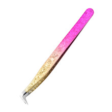(1 pcs Word 7) 1/4pcs Eyelash Tweezers Eyebrow Clip Ice Flower Art Design 3D High Precision Stainless Steel Lash Extension Tweezer Makeup Tool