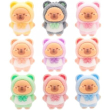 JAHEMU Mini Capybara Plush Toy Set, 9 Pack Micro Landscape DIY Decorations, Cake Topper, Kids Birthday Gifts, Cute Capybara Figures