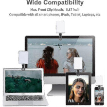 Newmowa 60 Led High Power Rechargeable Clip Fill Video Light with Front & Back Clip, Adjusted 3 Light Modes for Phone, Iphone, Android, Ipad, Laptop