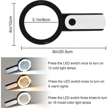 Loupe éclairante 30x, loupe de poche éclairée